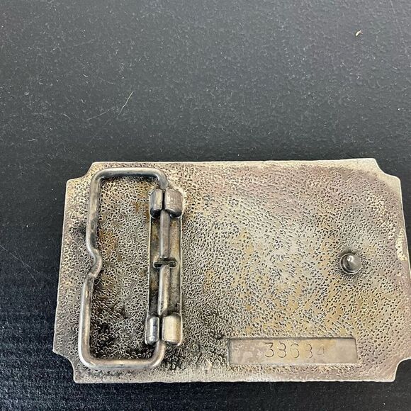 Western Style Brass Belt Buckle With Eagle Flying Over Mountain Pine Forest - Picture 5 of 6